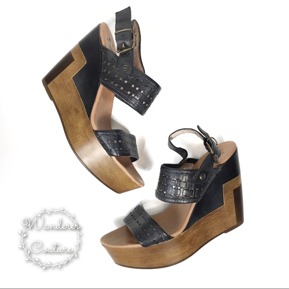 Musse & Cloud Shoes - Musse & Cloud Platform Wood Wedge Sandals